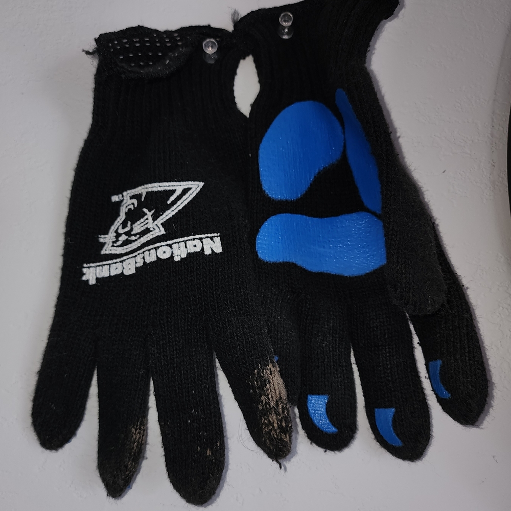 Nations Bank Carolina Panthers Black and Blue Gloves